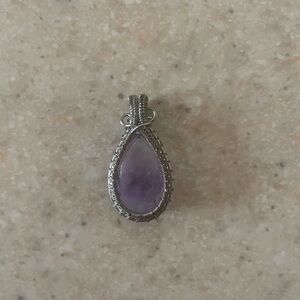Elegant Silver and Purple Amethyst Teardrop Pendant
